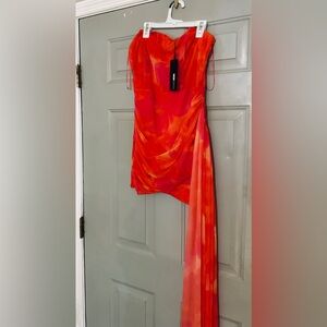 Vibrant Red and Orange Dress